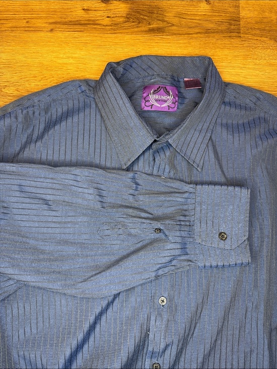 Bruno Other - Bruno Button Up Shirt Navy Blue Black Stripe Business Casual Office Men’s 3X